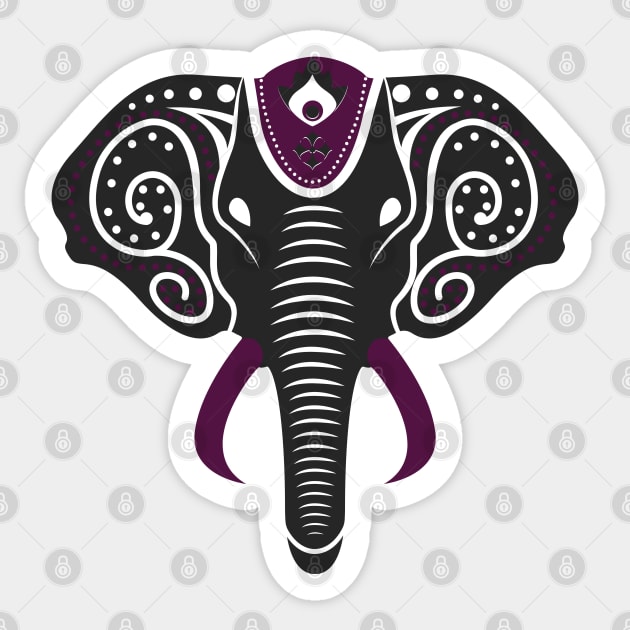 Geometric Mandala Elephant Purple Henna Design Sticker by Always Growing Boutique